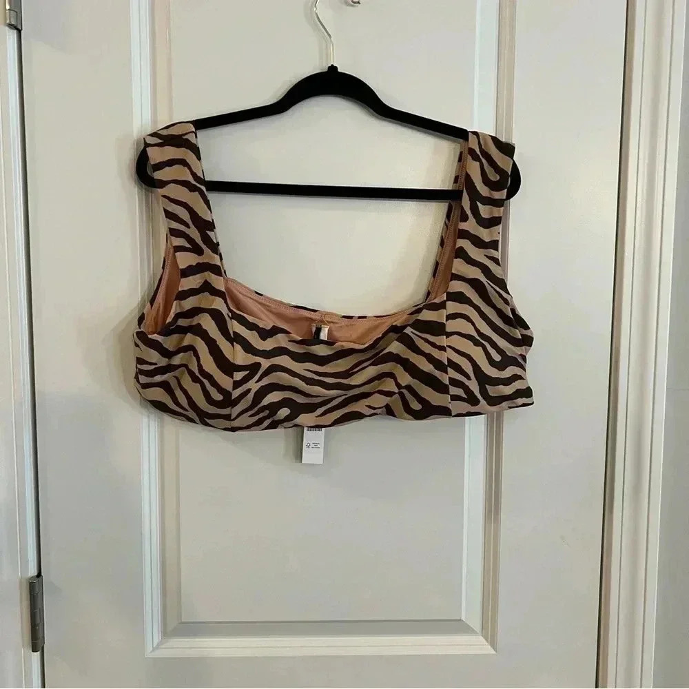 J‎ crew bikini top 3X square neck bikini top zebra stripe